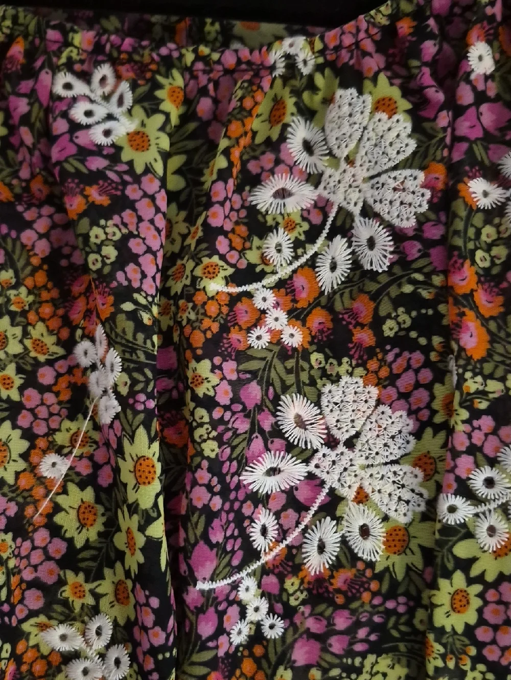 Leydon Floral semi sheer lace cropped tie Citron Ditsy Boho Blouse Sz L